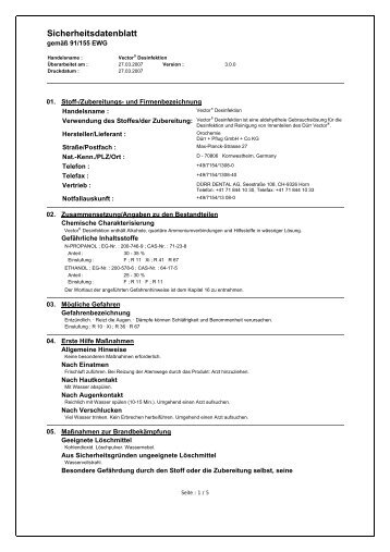 Sicherheitsdatenblatt Vector Desinfektion - Lometral AG