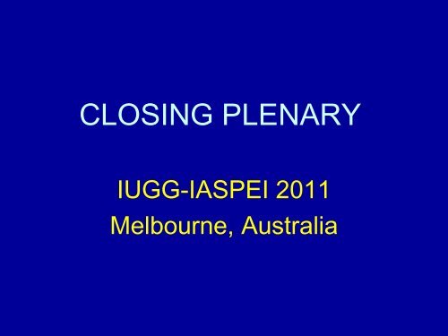 Closing Plenary - IASPEI