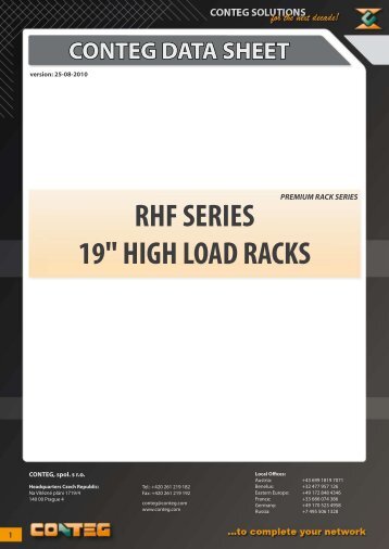 conteg data sheet rhf series 19" high load racks