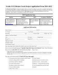 Grade 11/12 Bronte Creek Project Application Form 2011-2012
