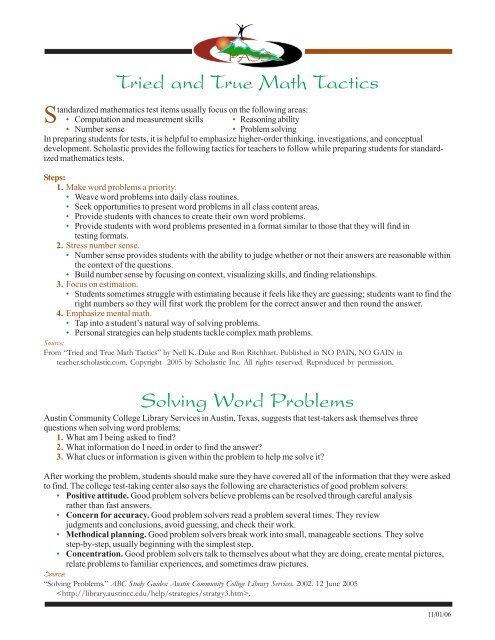 Strategies for Solving Word Problems - Math - The Teacher Next Door