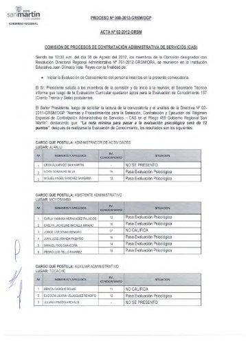 Eval. Conocimientos - Gobierno Regional de San MartÃ­n