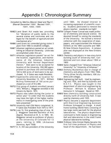 Appendix I: Chronological Summary - University of Arkansas ...