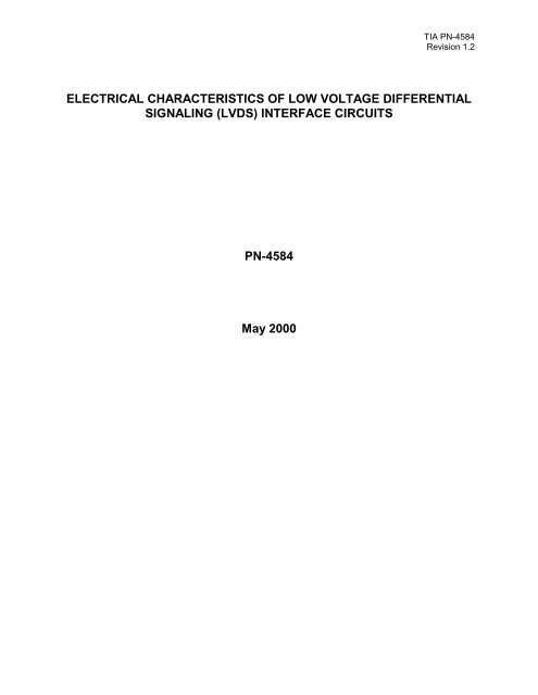 ELECTRICAL CHARACTERISTICS OF LOW VOLTAGE ...