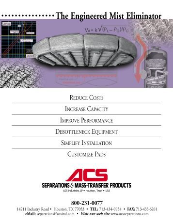 Mist Elimination Design Manuals - AMACS Process Tower Internals