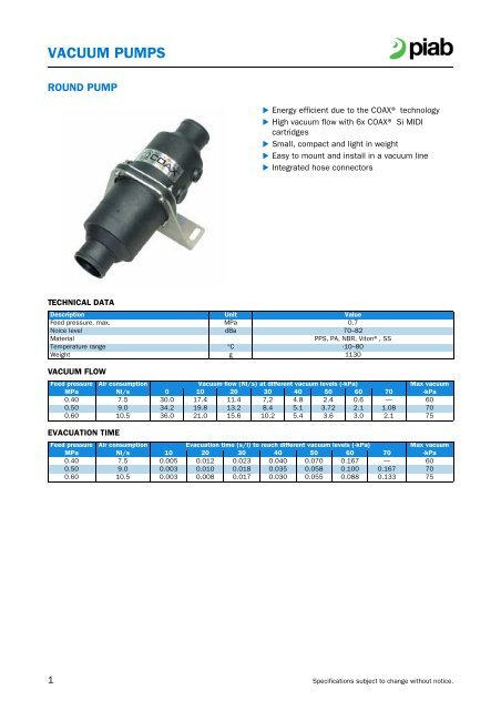 VACUUM PUMPS - Pneutec