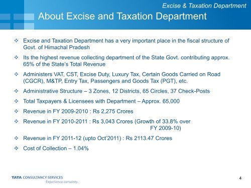 Excise and Taxation Department, Govt. of HP ... - egovreach