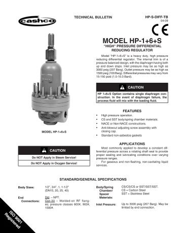A MoDel hp-1+6+s proDucT coDe - Cashco, Inc.