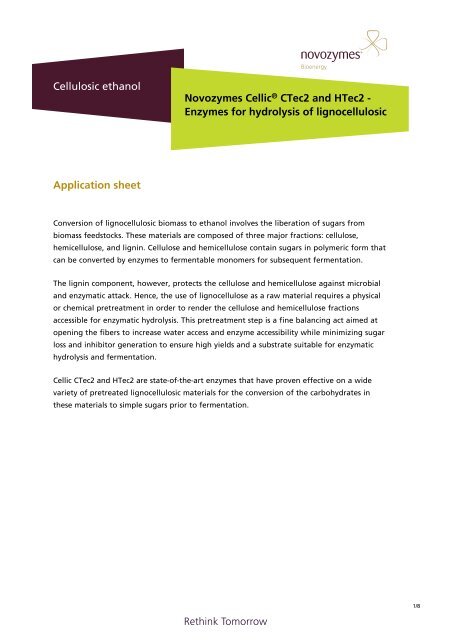 Novozymes Cellic[Â®] CTec2 and HTec2 - Enzymes for hydrolysis of ...