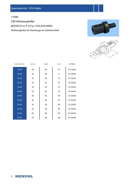 11005 1 Spanntechnik / VDI-Halter VDI ... - ToolSpann