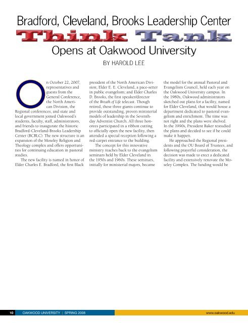 Oakwood University Magazine Spring/Summer 2008