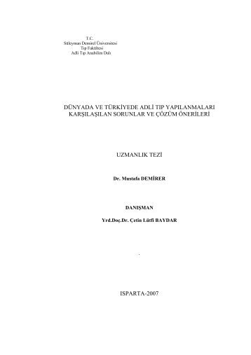 dÃ¼nyada ve tÃ¼rkiyede adli tÄ±p yapÄ±lanmalarÄ± karÅÄ±laÅÄ±lan sorunlar ve ...