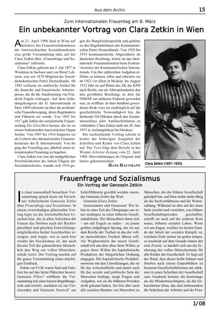 Ein unbekannter Vortrag von Clara Zetkin in Wien - Alfred Klahr ...