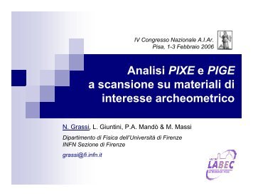 Analisi PIXE e PIGE a scansione su materiali di interesse ...