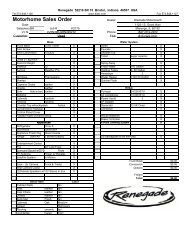 Motorhome Sales Order - Westside Motorcoach