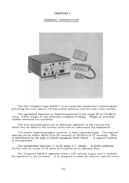 Pye Vanguard VHF AM Mobile Radiotelephone ... - VMARSmanuals