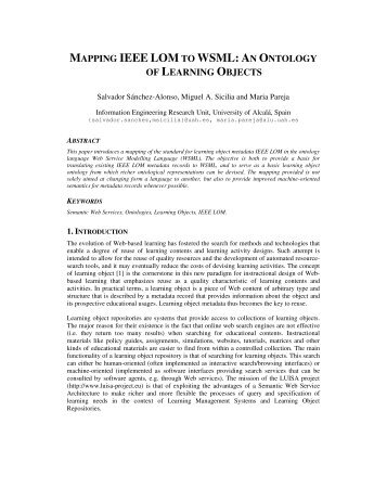 Mapping IEEE LOM to WSML: An Ontology of Learning Objects