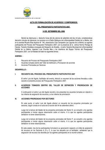 acta de formalizaciÃ³n de acuerdos y compromisos del presupuesto ...