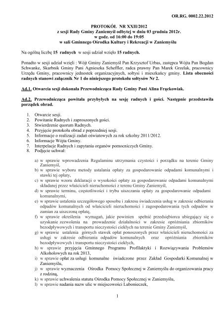 Nr XXII/2012 - Biuletyn Informacji Publicznej - BIP