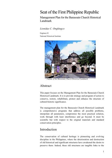 Management Plan for the Barasoain Church Historical ... - HDM