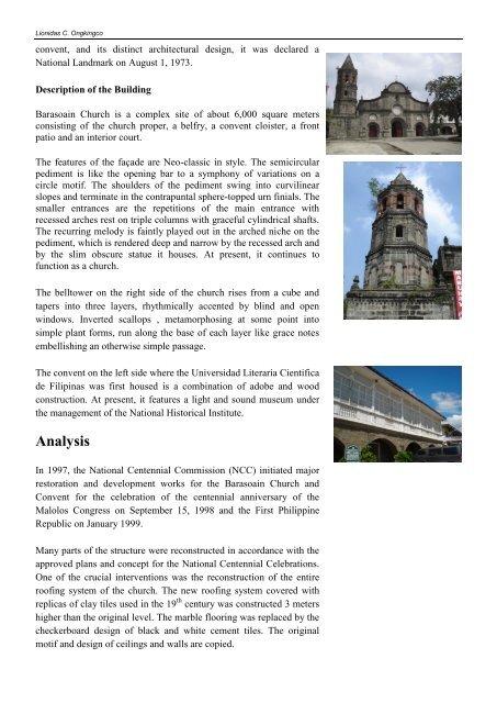 Management Plan for the Barasoain Church Historical ... - HDM