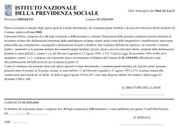 istituto nazionale della previdenza sociale - Comune di Scansano