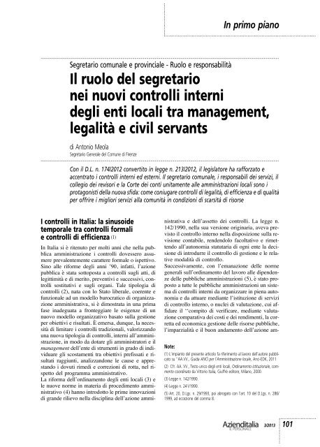 Articolo Antonio Meola Segretario generale del ... - Anci Toscana