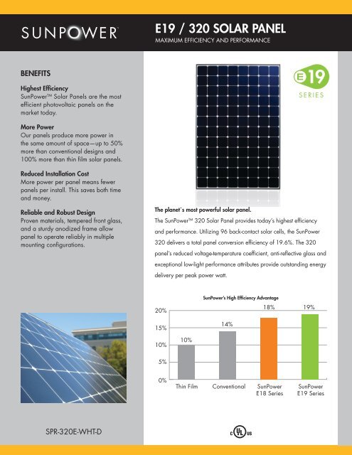 E19 / 320 SOLAR PANEL - SunPower