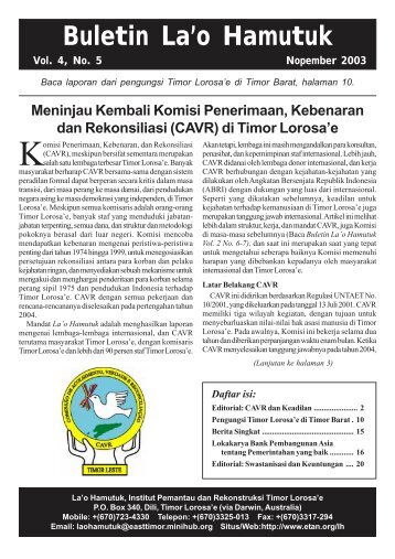 bulletin V4 N5 indo - La'o Hamutuk