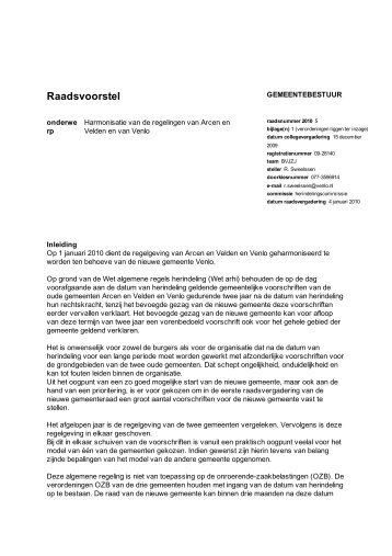 Raadsvoorstel - Bestuurlijk InformatieSysteem - Gemeente Venlo