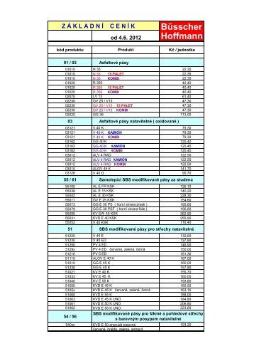 CENÍK základní Büsscher & Hoffmann 4.6.2012