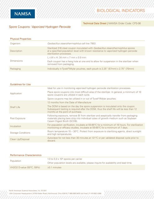 BIOLOGICAL INDICATORS - BioNovus Life Sciences