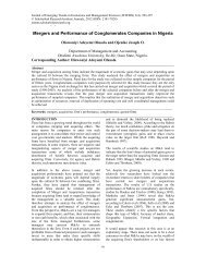 Mergers and Performance of Conglomerates Companies in Nigeria