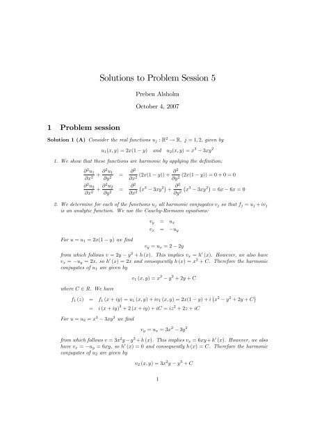 Solutions to Problem Session 5