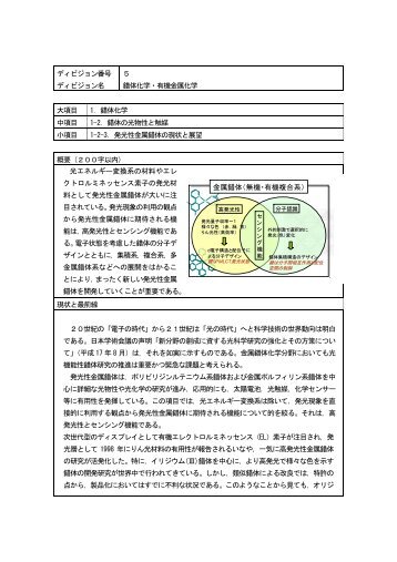 発光性金属錯体の現状と展望 - 日本化学会ディビジョン