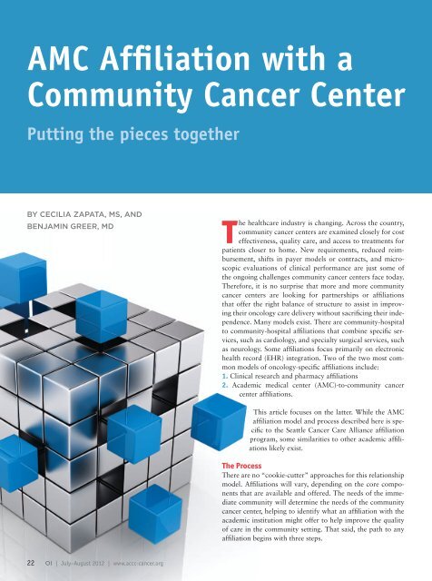 AMC Affiliation with a Community Cancer Center - Association of ...