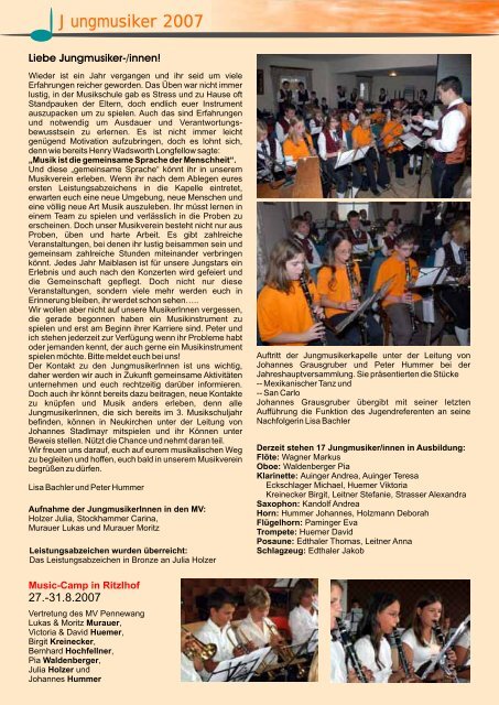 Zeitung "Unsere Musik 2008" - Musikverein Pennewang