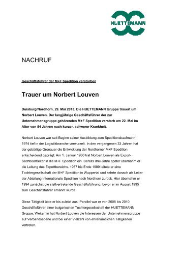 NACHRUF Trauer um Norbert Louven - HUETTEMANN Logistik ...