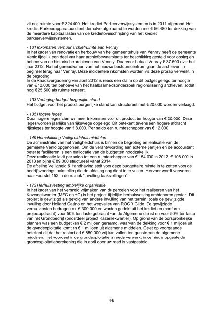 De tussentijdse rapportage (Prorap 2012-1) - Gemeente Venlo