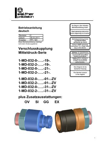 Mitteldruck-Kupplung, Serie MD, NW 032, Rev-C - Carl Kurt Walther ...