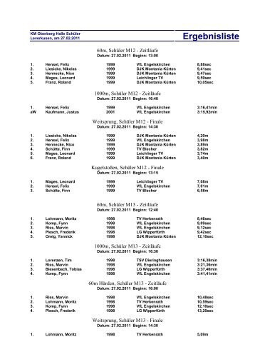 Kreishallenmeisterschaften W/M 12-15 am 27 ... - LVN Oberberg