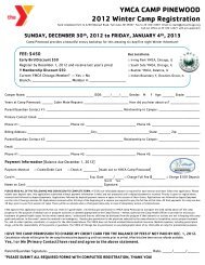 YMCA CAMP PINEWOOD 2012 Winter Camp Registration