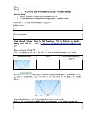 Kinetic and Potential Energy Relationships