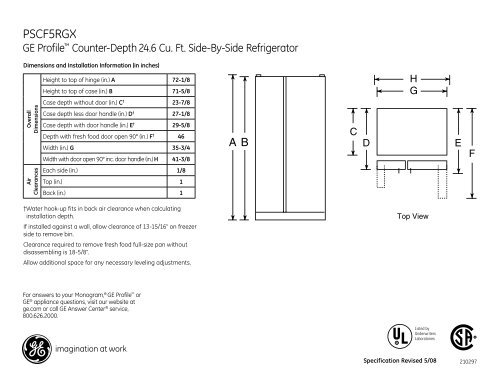 ge profile refrigerator dimensions