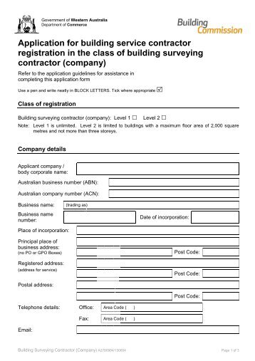 Company - Building Surveying Contractor Application Form