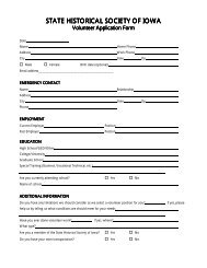 Volunteer Application Form - State Historical Society of Iowa