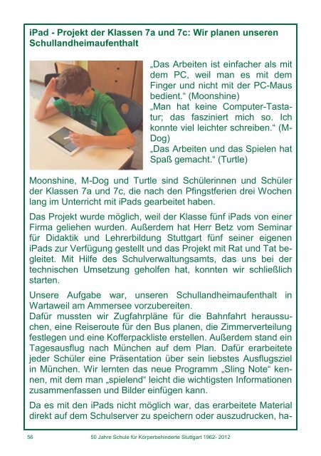 Jahresbericht 2012 - Schule fÃ¼r KÃ¶rperbehinderte