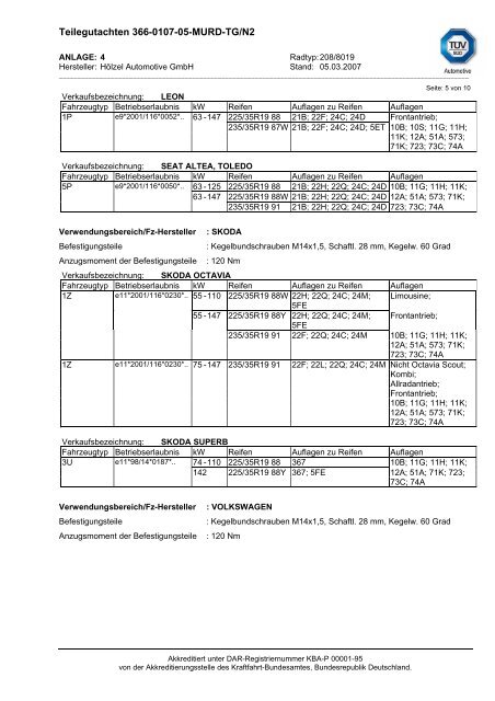 Teilegutachten 366-0107-05-MURD-TG/N2 - Autoteilefrau.eu