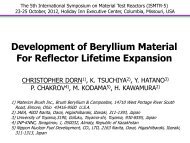 006 Development of Beryllium Material for Reflector Lifetime ...