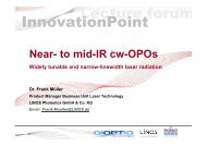 Near to Mid-IR cw-OPOs - QIOPTIQ Lecture Forum - Qioptiq Q-Shop